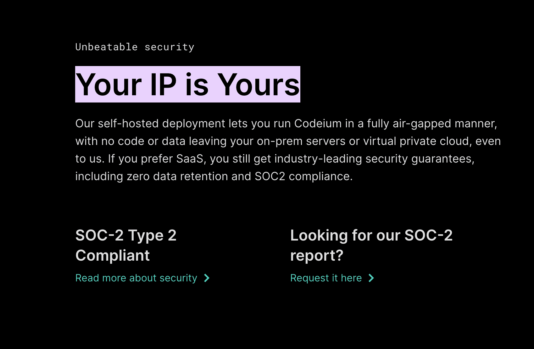 Codeium's Your IP is Yours security page